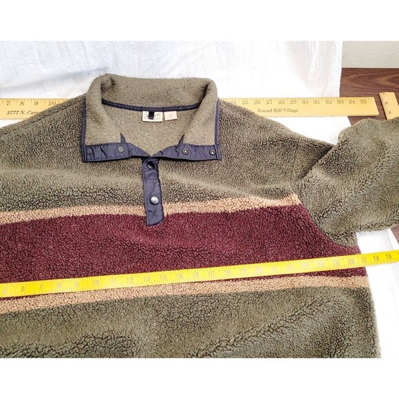 Vintage ‘00s Woolrich Green Red Two Tone Fleece Henley Jacket Mens Size XL - Picture 9 of 12